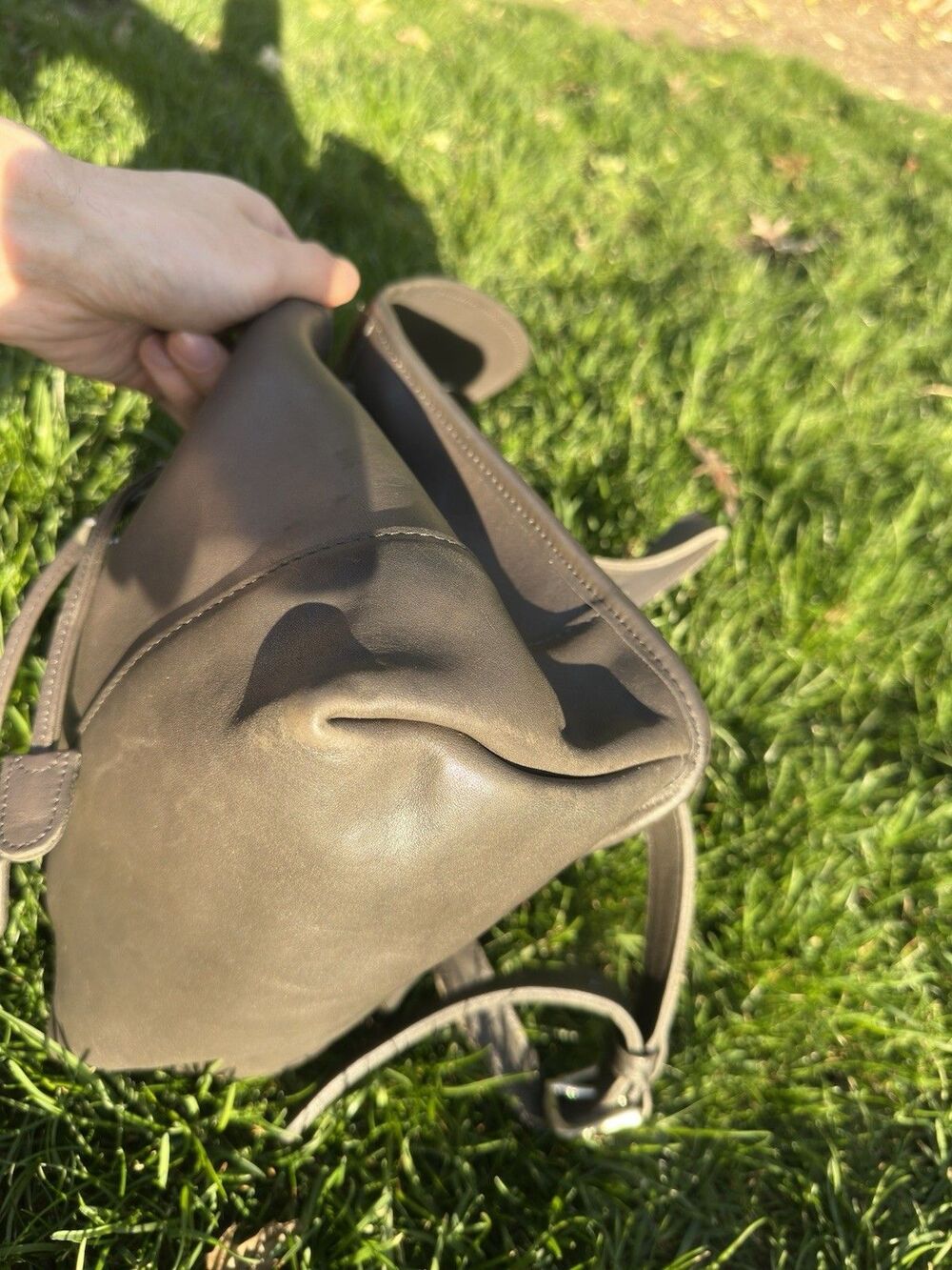 Vintage Coach Daypack 9960 Grey Leather Bag Nickel Hardware 90s Costa Rica - Picture 7 of 15